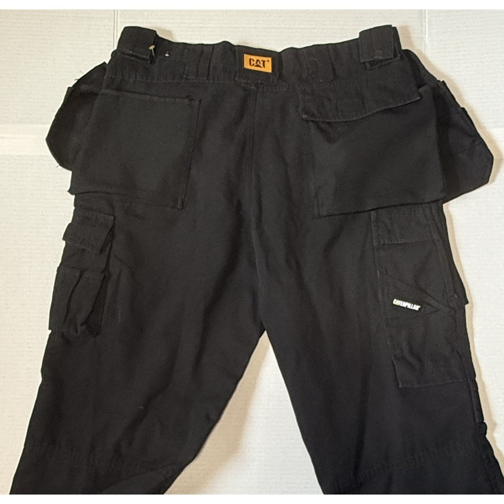CATERPILLAR Trademark Work Pants - Men's Black Holster‎ Cargo Tool Pockets 36x36